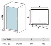 Товар: Душевая дверь в нишу WeltWasser WW600 K1 80 10000002731 профиль Хром стекло прозрачное - фото 3 Душевая дверь в нишу WeltWasser WW600 K1 80 10000002731 профиль Хром стекло прозрачное — фото 3, Душевые двери в нишу