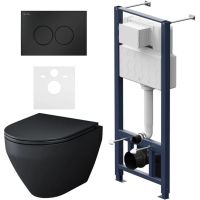 Комплект унитаза с инсталляцией AM.PM Spirit V2.0 FlashClean IS70138.701700MB с сиденьем Микролифт и Черной матовой клавишей смыва — фото 1, Комплекты унитаз + инсталляция