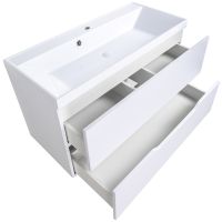 Тумба с раковиной Orange Line 100 Li-100Tuw+RA100 подвесная Белая матовая — фото 9, Тумбы с раковиной