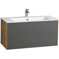 Тумба под раковину Aquaton Сохо 100 1A258201AJA00 подвесная Дуб веллингтон Графит софт — фото 1, Тумбы под раковину