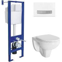 Комплект унитаза Berges Gamma с инсталляцией Atom Line 043340 с сиденьем Микролифт и Белой Хром глянец клавишей смыва — фото 1, Комплекты унитаз + инсталляция