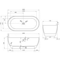 Ванна из искусственного камня Abber Stein 160x75 AS9613-1.6 без гидромассажа — фото 6, Ванны из искусственного камня