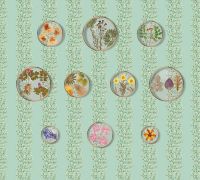 Фреска Ortograf Цветы 30239 Фактура флок FLK Флизелин (3*2,7) Бирюзовый/Разноцветный, Цветы/Листья — фото 2, Фрески