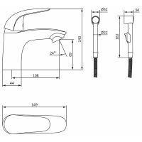 Смеситель для раковины Damixa Eclipse 310300001 с гигиеническим душем Хром — фото 6, Смесители