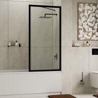 Шторка на ванну WasserKRAFT Abens 80 20W01-80 MB Fixed WasserSchutz профиль Черный матовый стекло прозрачное — фото 3, Неподвижные шторки для ванной