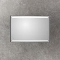 Зеркало BelBagno Kraft 120 SPC-KRAFT-1200-800-LED-TCH-WARM-NERO с подсветкой Черное с сенсорным выключателем и подогревом — фото 1, Зеркала в ванную комнату