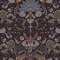 Обои LOYMINA British Style Garden BRIT10 020 Винил на флизелине (1*10,05) Фиолетовый, Птицы/Животные/Листья — фото 1, Обои для стен