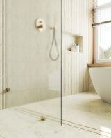 Душевая перегородка Maybah Glass MGD-268-3 790x1950 коннектор стена-стекло Золото стекло сатиновое — фото 6, Душевые перегородки