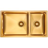 Кухонная мойка Paulmark Gerberg 78/2S Uni PM227844-BG Брашированное золото — фото 1, Кухонные мойки