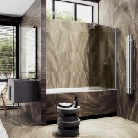 Товар: Шторка на ванну Maybah Glass MGV-602-5 400x1400 поворотная на монопетле Хром матовый стекло бронзовое матовое - фото 3 Шторка на ванну Maybah Glass MGV-602-5 400x1400 поворотная на монопетле Хром матовый стекло бронзовое матовое — фото 3, Неподвижные шторки для ванной