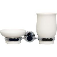 Стакан для зубных щеток с мыльницей WasserKRAFT K-24226 Хром — фото 1, Стаканы для зубных щеток