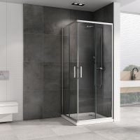 Душевой уголок Abber Schwarzer Diamant 90x90 AG020905 профиль Хром стекло прозрачное — фото 1, Квадратные душевые уголки