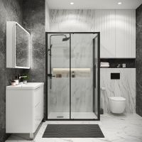 Душевой уголок Grossman Cosmo 100х90 120.K33.02.1090.21.02 профиль Черный матовый стекло шиншилла — фото 2, Прямоугольные душевые уголки