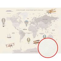 Фреска детская Ortograf Для самых маленьких 33717 Фактура флок FLK Флизелин (3,6*2,7) Бежевый/Серый, Карты/Самолеты — фото 1, Фрески