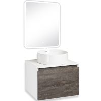 Тумба под раковину Runo Бари 60 00-00001378 подвесная Железный камень Белая — фото 19, Тумбы под раковину