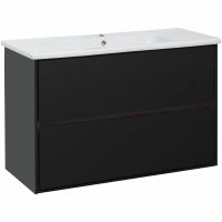 Тумба под раковину Aquanet Милан 100 269299 подвесная Черный глянец — фото 1, Тумбы под раковину