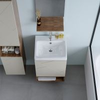 Тумба под раковину Бриклаер Кристалл 50 подвесная Латте Дуб крафт табачный арт-4627125416910 — фото 10, Тумбы под раковину