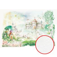 Фреска детская Ortograf Для малышей 33137 Фактура бархат FX Флизелин (4*2,7) Зеленый, Замки/Домики — фото 1, Фрески