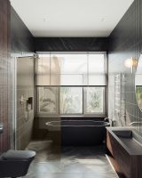 Душевая перегородка Maybah Glass MGD-696-5ш 790x1950 в широком профиле Хром матовый стекло бронзовое — фото 3, Душевые перегородки