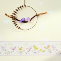 Бордюр детский Casadeco Rose Nino 85596299 Винил на флизелине (0,15*5) Белый/Розовый/Желтый, Птицы — фото 2, Обои для стен