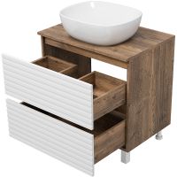 Товар: Тумба под раковину Brevita Dakota 70 DAK-07070-19/01-2Я Белая матовая Дуб Галифакс олово - фото 3 Тумба под раковину Brevita Dakota 70 DAK-07070-19/01-2Я Белая матовая Дуб Галифакс олово — фото 3, Мебель для ванной