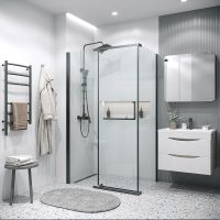 Душевая стенка Grossman Pragma 90 200.K33.03.90.21.00 профиль Черный матовый стекло прозрачное — фото 2, Боковые стенки