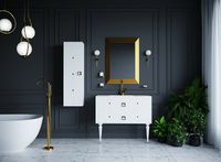 Шкаф пенал Boheme Armadi Art Vallessi Avantgarde Piazza 35 844-WG подвесной Белый Золото — фото 4, Мебель для ванной