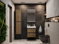 Зеркальный шкаф STWORKI Кронборг 55 1A261802KB820 Черный Серый — фото 5, Зеркальные шкафы в ванную