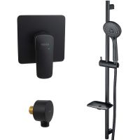 Душевая система Aquatek Вега AQ1076MB Черная матовая — фото 1, Встраиваемые душевые комплекты