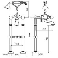 Смеситель для ванны Webert Karenina KA720801065 Бронза — фото 2, Смесители