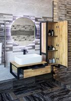 Тумба под раковину Sanflor Гард 70 С22581 подвесная Дуб крафт золотой Черная — фото 4, Тумбы под раковину