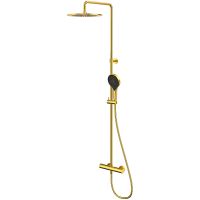 Душевая система Whitecross Y brushed gold Y1254TOPGLB с термостатом Брашированное золото — фото 1, Душевое оборудование. Душевая программа