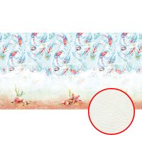 Фреска Ortograf Flora 31256 Фактура флок FLK Флизелин (5*2,7) Бирюзовый/Бежевый/Оранжевый, Рыбы — фото 1, Фрески
