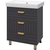 Тумба с раковиной Brevita Gloster 70 УТ000012554 Графит матовый — фото 1, Тумбы с раковиной