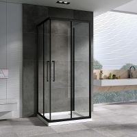 Душевой уголок Abber Schwarzer Diamant 100х100 AG02100BH-S100B профиль Черный стекло прозрачное — фото 1, Квадратные душевые уголки