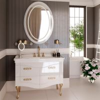 Тумба под раковину Onika Адель 105 Белая Золото — фото 2, Мебель для ванной