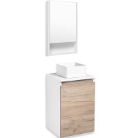 Тумба под раковину Runo Бари 40 00-00001372 подвесная Крафт дуб Белая — фото 8, Тумбы под раковину