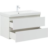 Тумба с раковиной Aquanet Вега 90 327998 подвесная Белый глянец — фото 5, Мебель для ванной