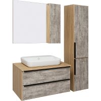 Шкаф пенал Runo Мальта 35 R 00-00001096 подвесной Серый Дуб — фото 3, Пеналы для ванной комнаты