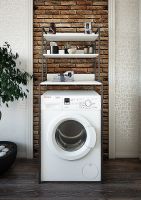 Товар: Стеллаж Sanflor 64 82613188 над стиральной машиной Черный муар Белый муар - фото 4 Стеллаж Sanflor 64 82613188 над стиральной машиной Черный муар Белый муар — фото 4, Стеллажи для ванной комнаты