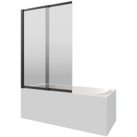 Шторка на ванну Berges River S Slider Black 98х145 065018 профиль Черный матовый стекло тонированное — фото 1, Неподвижные шторки для ванной