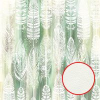 Фреска Ortograf Levity 33377 Фактура флок FLK Флизелин (2,7*2,7) Зеленый/Белый, Перья — фото 1, Фрески