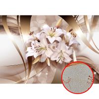 Фреска Ortograf 3D 6708 Фактура бархат золото FX-G Флизелин (3,9*2,7) Бежевый/Белый, Цветы/Абстракция — фото 1, Фрески