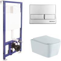 Комплект унитаза Aquatek Либра New AQ1148N-00 с инсталляцией Berges Novum L3 040213 с сиденьем Микролифт и клавишей смыва Хром — фото 1, Комплекты унитаз + инсталляция