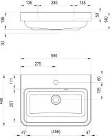 Товар: Раковина Ravak Be Happy II 55 XJA01155000 Белая - фото 3 Раковина Ravak Be Happy II 55 XJA01155000 Белая — фото 3, Раковины встраиваемые сверху
