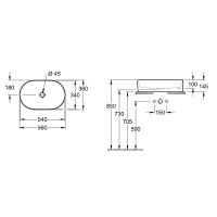 Раковина-чаша Villeroy&Boch Collaro 56 4A1956RW Stone White — фото 7, Раковины накладные