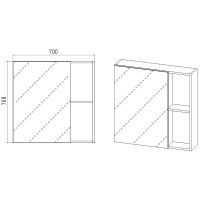 Зеркальный шкаф VIANT Бостон 70 VBOS70-ZSH Дуб Вотан — фото 8, Зеркальные шкафы в ванную
