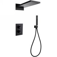 Душевая система Abber Weiss Insel AF8052B с термостатом Черная матовая — фото 1, Встраиваемые душевые комплекты