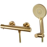 Смеситель для душа Kaiser Serio 05377-3 с термостатом Шлифованное золото — фото 1, Смесители