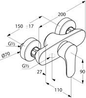 Смеситель для душа Kludi Objekta 327640575 Хром — фото 4, Смеситель для душа